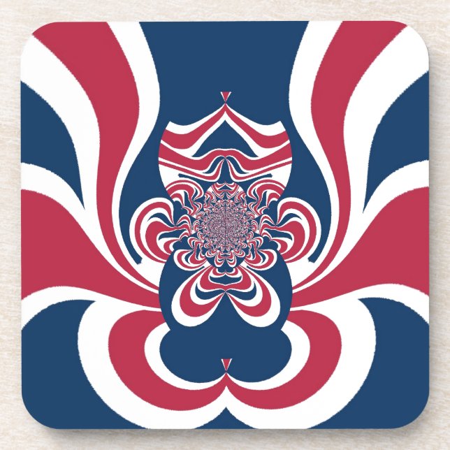 Red Blue Kaleidoscope Art Print Coaster (Front)