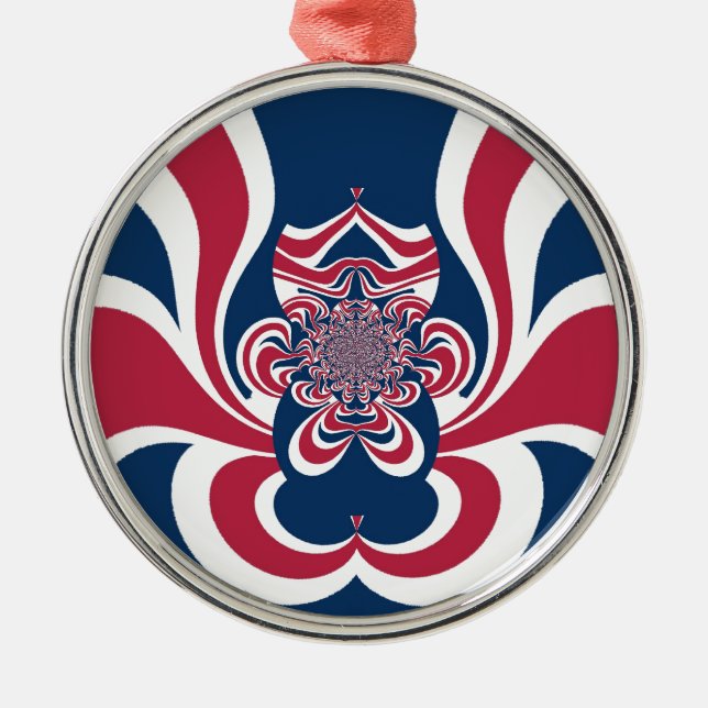 Red Blue Kaleidoscope Art Print Metal Tree Decoration (Front)
