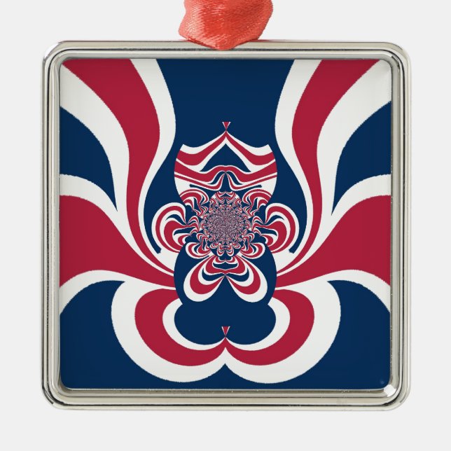 Red Blue Kaleidoscope Art Print Metal Tree Decoration (Front)