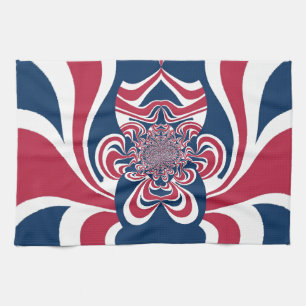 Red Blue Kaleidoscope Art Print Tea Towel
