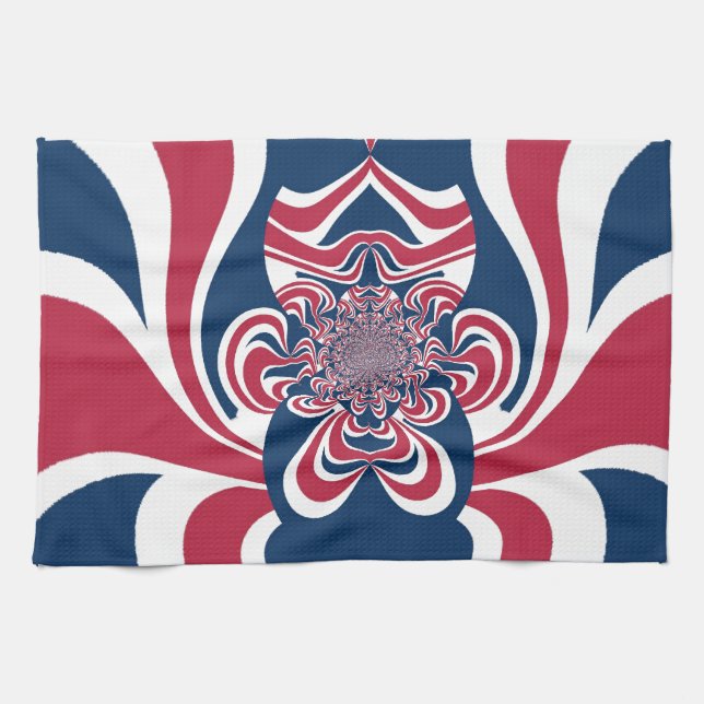 Red Blue Kaleidoscope Art Print Tea Towel (Horizontal)