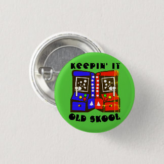 Red Blue Keeping it Old School Arcade Gamer 3 Cm Round Badge