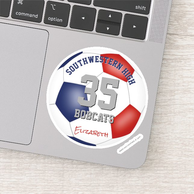 Red blue kids teens custom soccer team colours  (Detail)