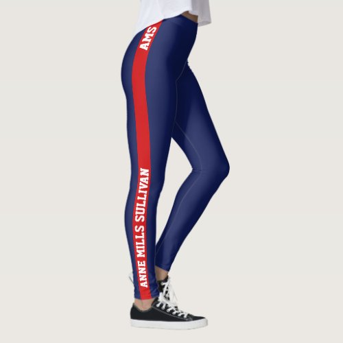 red & blue legging with name & initials, stylish