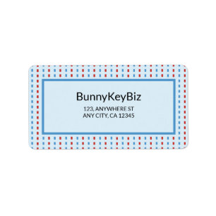 Red Blue Line Dots Company Address Label