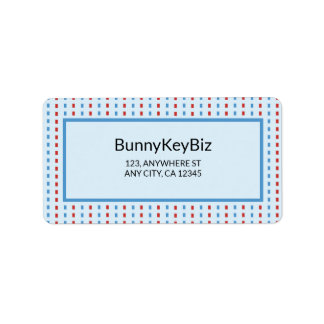 Red Blue Line Dots Company Address Label