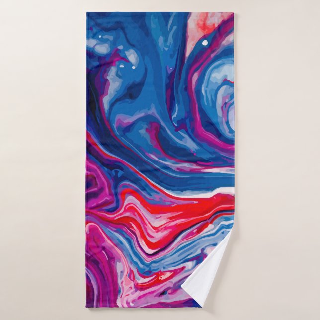 Red blue marble texture bath towel (Bath Towel)