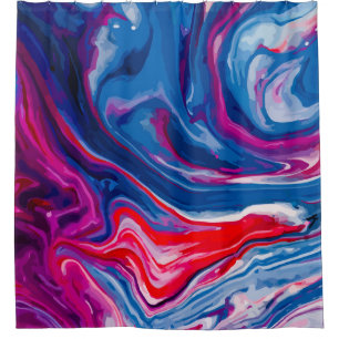 Red blue marble texture shower curtain