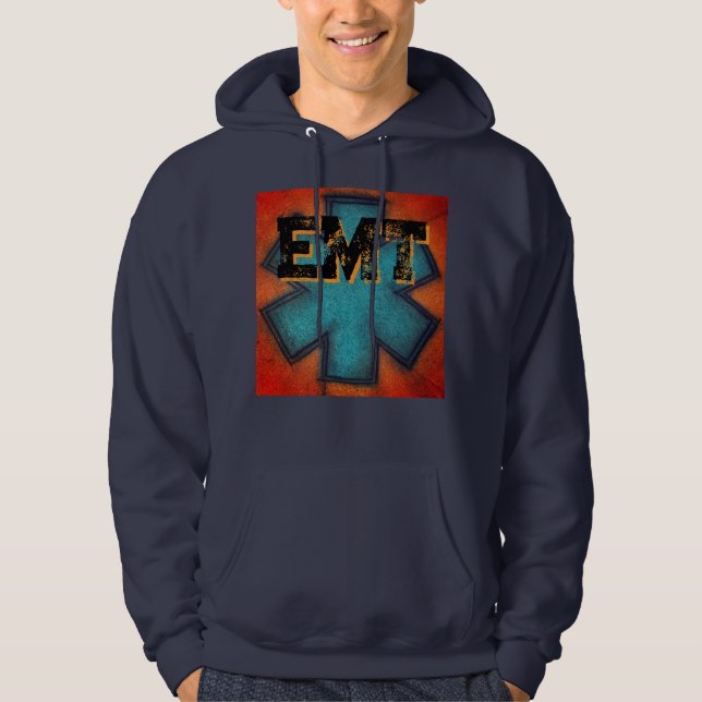Red/Blue Men's EMT hoodie (Front)