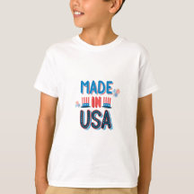 Red Blue Minimalist Made In USA Independence Day 