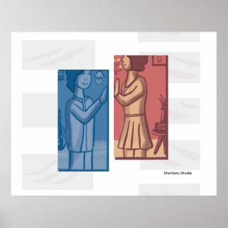 Red & Blue modern art  Poster