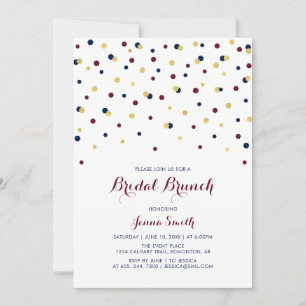 Red & Blue Modern Confetti Wedding Bridal Shower I Invitation