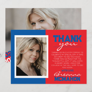 Red & Blue Modern Graduation Thank You Card