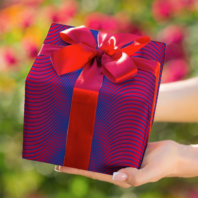     Red & blue Moiré Effect Modern Trippy Abstract Wrapping Paper (Creator Uploaded)