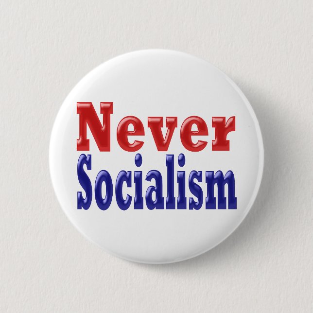 Red Blue Never Socialism 6 Cm Round Badge (Front)