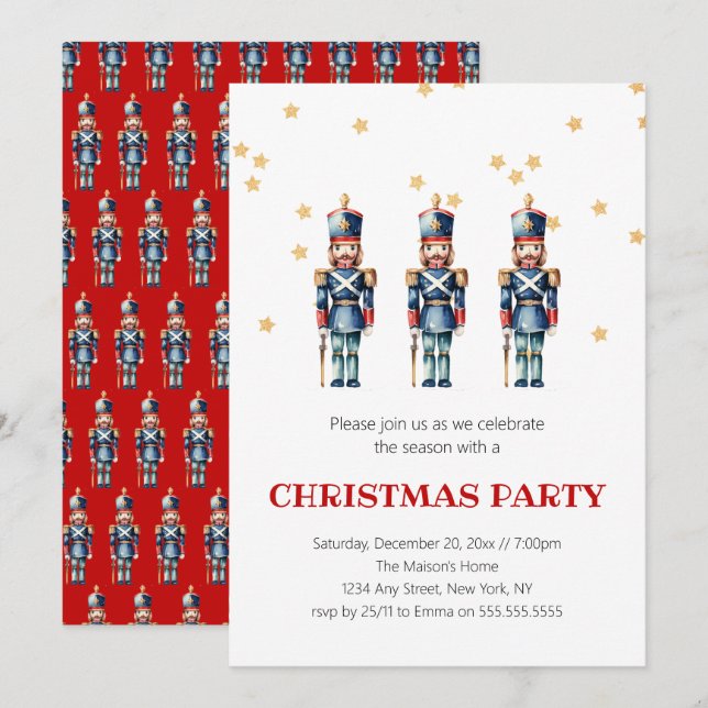 Red & Blue Nutcracker Christmas | Holiday Invitation (Front/Back)