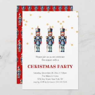 Red & Blue Nutcracker Christmas   Holiday Invitation