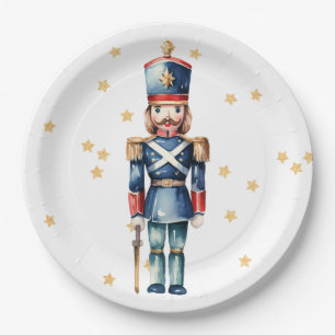 Red & Blue Nutcracker Merry Christmas  Paper Plate