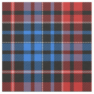Red Blue On Black Plaid Tartan Design  Fabric