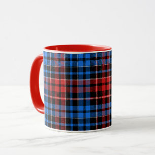Red Blue On Black Plaid Tartan Design  Mug