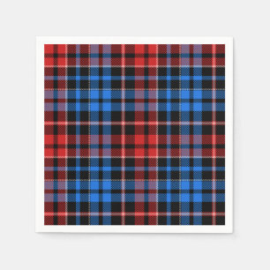 Red Blue On Black Plaid Tartan Design Napkin