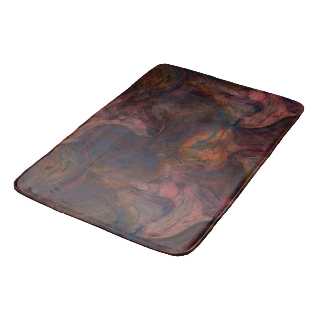 red, blue, orange and Purple Marble abstract Bath Mat (Angled)