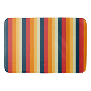 red, blue, orange and yellow stripes bath mat