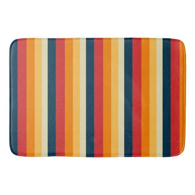red, blue, orange and yellow stripes bath mat (Front)