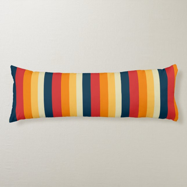 red, blue, orange and yellow stripes body cushion (Front)