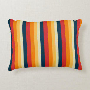 red, blue, orange and yellow stripes decorative cushion