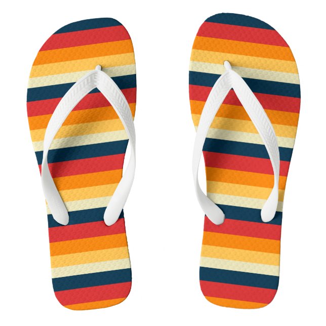 red, blue, orange and yellow stripes flip flops (Footbed)