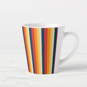 red, blue, orange and yellow stripes latte mug