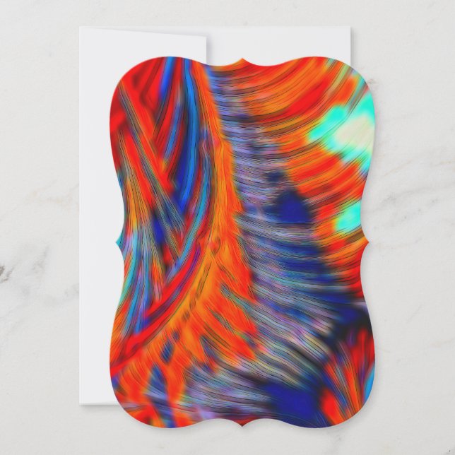 Red Blue Orange Fractal Tie Dye Invitation (Front)
