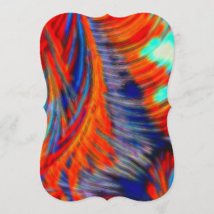 Red Blue Orange Fractal Tie Dye Invitation