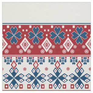 Red blue ornament fabric