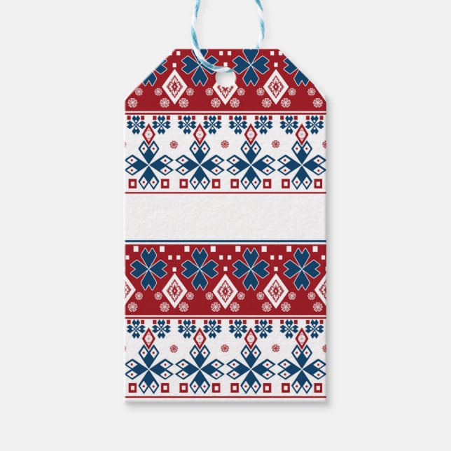 Red blue ornament gift tags (Front)