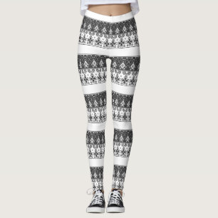 Red blue ornament leggings