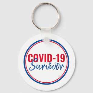 Red Blue Pandemic Coronavirus Covid-19 Survivor Key Ring