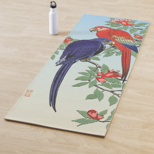RED BLUE PARROTS YOGA MAT