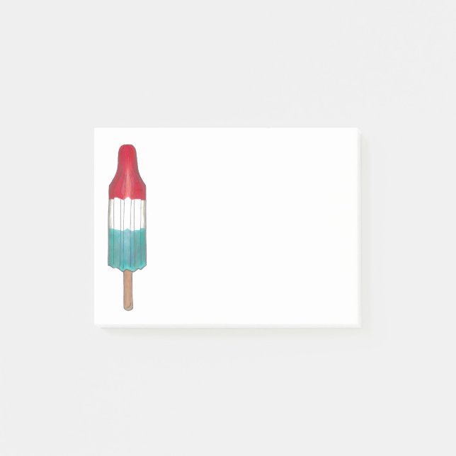 Red Blue Patriotic Rocket Pop Popsicle July 4th Post-it Notes (Front)