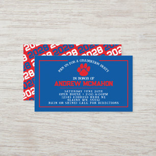 Red & Blue Pawprint Mini Graduation Invites