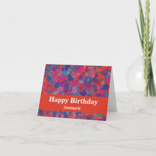 Red, Blue & Pink Drops Abstract Happy Birthday Card