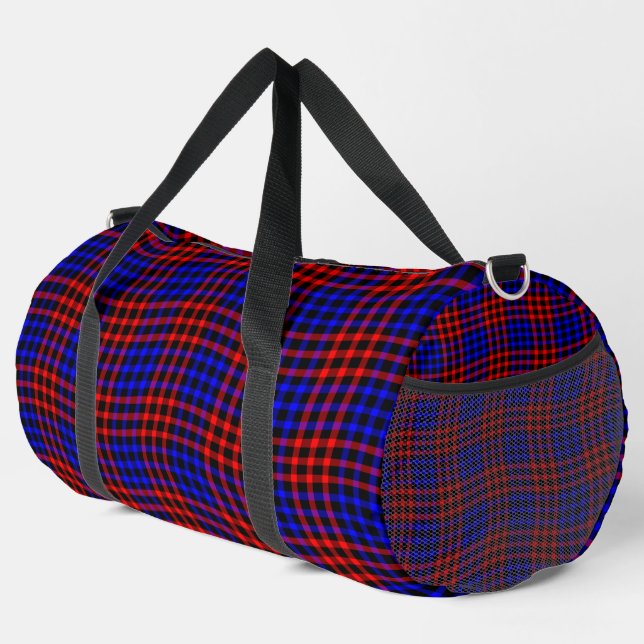 Red Blue Plaid Chequered Seamless Pattern Large Duffle Bag (Right Corner)
