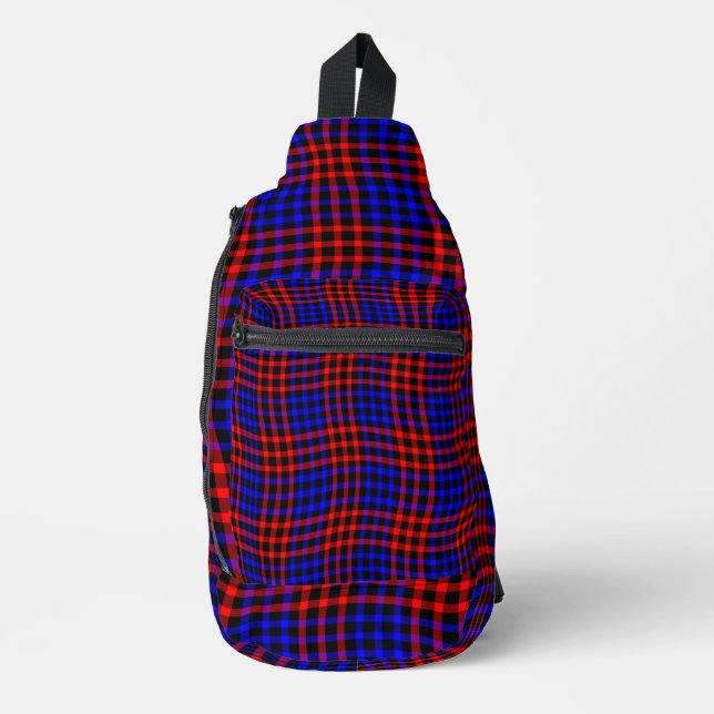 Red Blue Plaid Chequered Seamless Pattern Sling Bag (Front)
