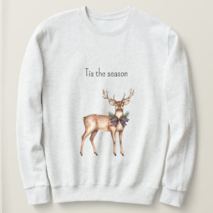 Red Blue Plaid Christmas Deer Sweatshirt