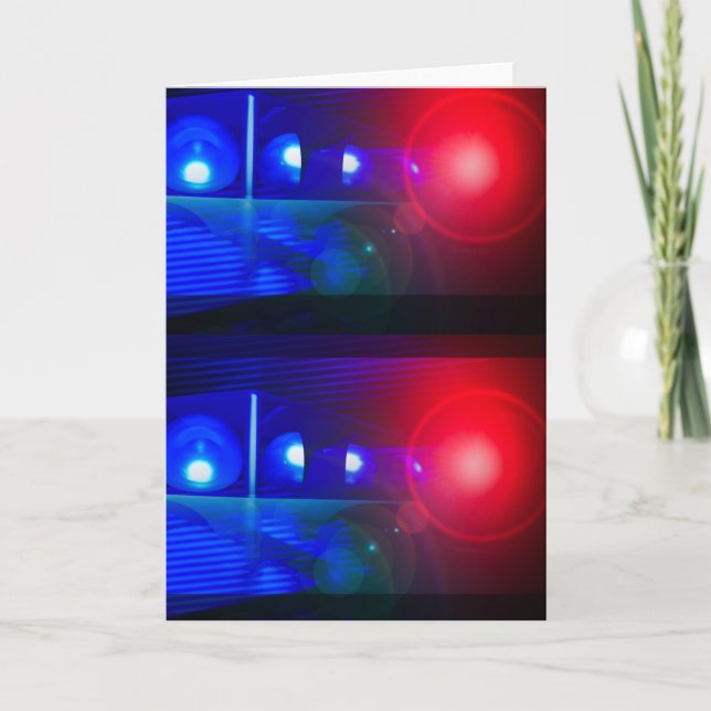 red & blue police lights card (Front)
