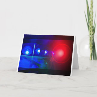 red & blue police lights card