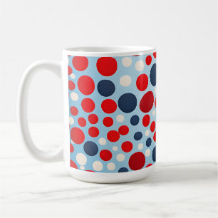 Red Blue Polka Dot Pattern Coffee Mug