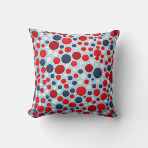Red Blue Polka Dot Pattern Cushion