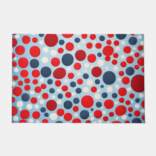 Red Blue Polka Dot Pattern Doormat